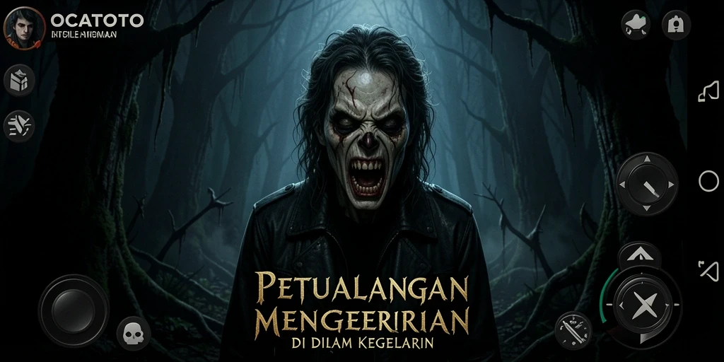 Tangkapan layar gameplay OCATOTO yang menampilkan suasana horror yang mendebarkan.
