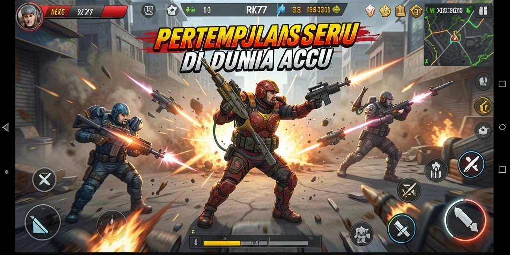 Tampilan gameplay seru dari RK77 dengan aksi yang mendebarkan.