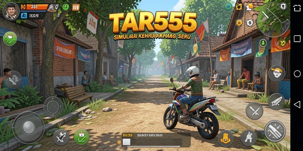 Menampilkan gameplay <strong>TAR555</strong> yang penuh warna dan interaksi sosial.
